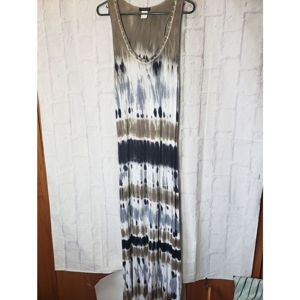VENUS Embellished Neckline Tie Dye Maxi Dress Large